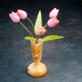 Сувенир «Тюльпаны в вазе», 5 цветков, 11× 22 см, селенит