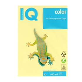 Бумага цветная А4 500 л, IQ COLOR, 80 г/м2, желтый, YE23