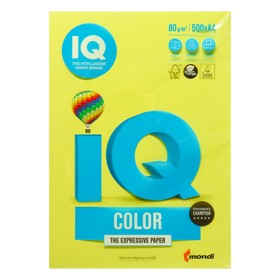 Бумага цветная А4 500 л, IQ COLOR, 80 г/м2, желтый, ZG34 1520958