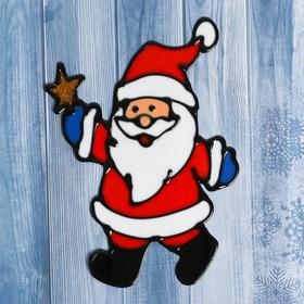 Наклейка на стекло "Дед Мороз со звездой" 9,5х14,5 см