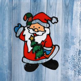 Наклейка на стекло "Дед Мороз с ёлкой" 12х19 см в Донецке