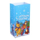 Пакет подарочный без ручек "С новым счастьем!", Медвежонок Винни и его друзья, 10 х 19,5 х 7 см