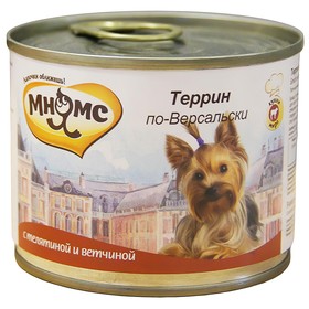 Влажный корм Мнямс "Террин по-Версальски" для собак, телятина с ветчиной, ж/б, 200 г
