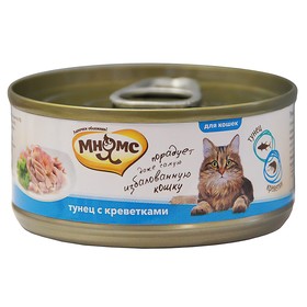 Влажный корм "Мнямс" для кошек, тунец с креветками в нежном желе, ж/б, 70 г