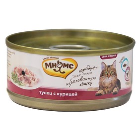 Влажный корм "Мнямс" для кошек, тунец с курицей в нежном желе, ж/б, 70 г