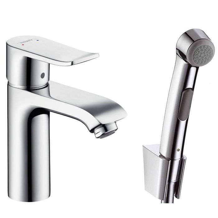 Смеситель для раковины Hansgrohe Metris 31285000, 110 мм, с гигиеническим душем