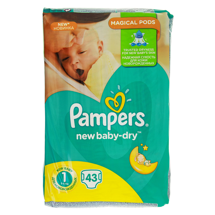 Подгузники Pampers new baby-dry, 2-5 кг, 43 шт.