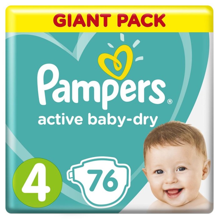 Подгузники Pampers Active Baby 4 maxi, (9-14 кг ), 76 шт