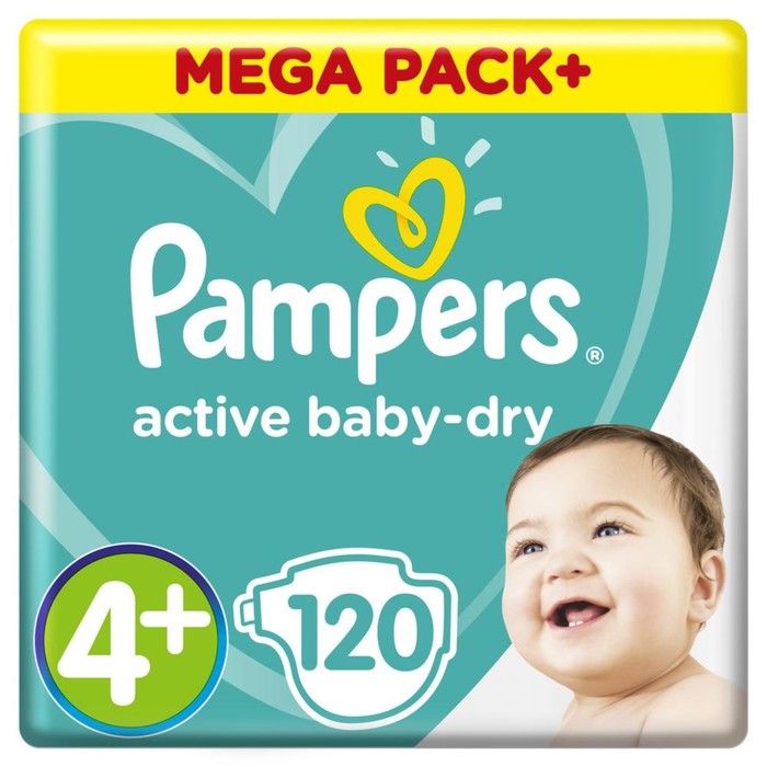 Подгузники PAMPERS Active Baby Maxi Plus, (10-15 кг), 120 шт