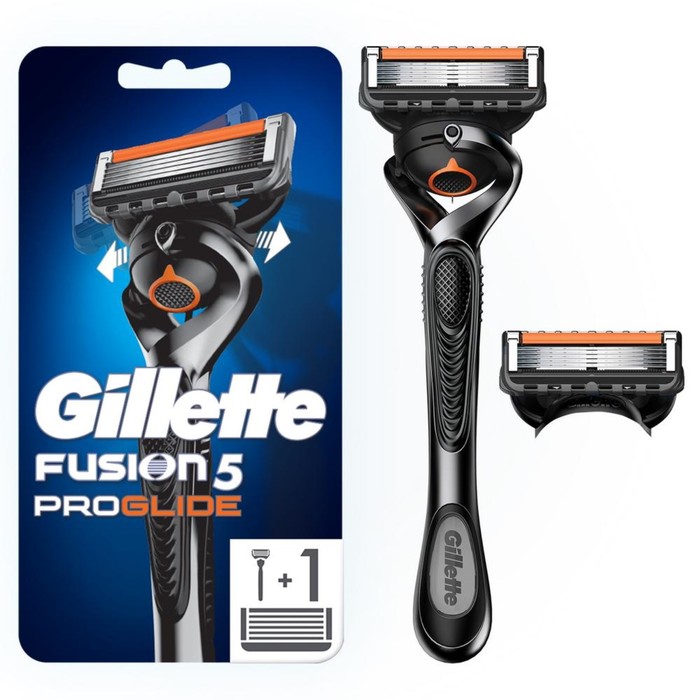 Бритвенный станок Gillette Fusion ProGlide с технологией Flexball, 2 сменными кассетами