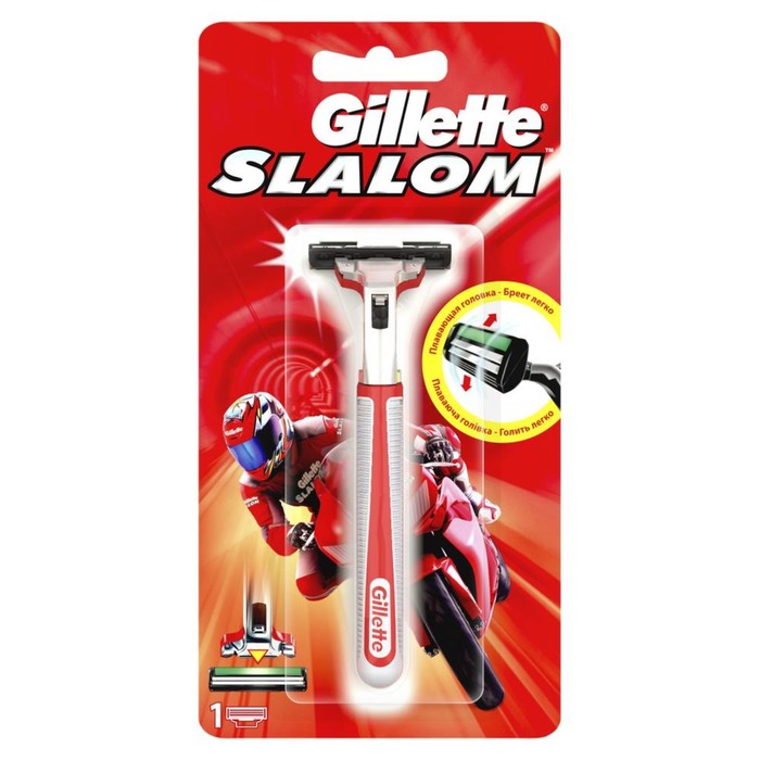 Бритвенный станок Gillette Slalom, красный, с одной сменной кассетой