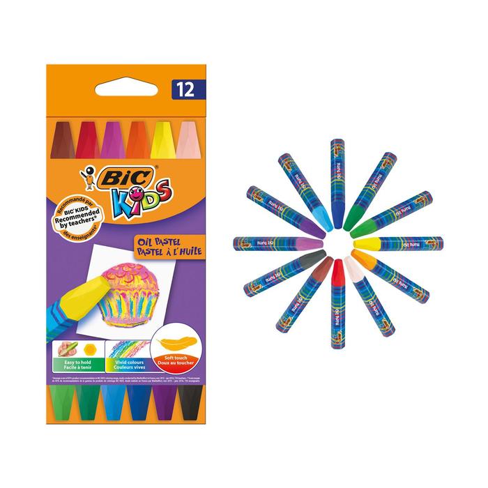 Пастель масляная 12 цветов BIC Kids Oil Pastel