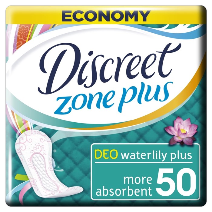 Ежедневные прокладки Discreet Plus Deo &quot;Водяная лилия&quot;, 50 шт