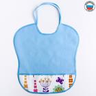 Bib with pocket "Flowers", made of oil cloth with PVC coating, with ties, color MIX