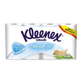 Туалетная бумага Kleenex Natural Care, 3 слоя, 8 рулонов