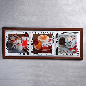 Часы-картина настенные, серия: Кухня, "Кофе", 35х100  см, микс