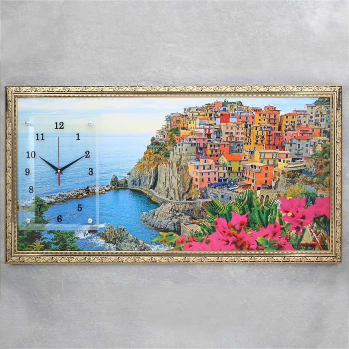 Часы-картина настенные, серия: Природа, "Италия", 50 х 100 см, микс - фото 890283