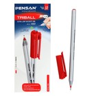 Ручка шариковая масляная Pensan "Triball", чернила красные, узел 1 мм, линия письма 0,5 мм, трехгранная - фото 171144