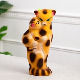 Копилка "Кошка Багира мама", флок, бежевый леопард, 26 см
