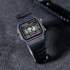 Electronic wrist watch with silicone strap, black,