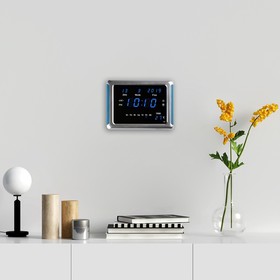 Часы электронные настенные с календарём и будильником, от сети, USB, 17 х 5 х 23 см