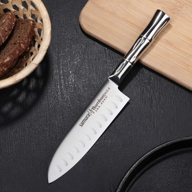 Нож кухонный SAMURA BAMBOO стальной сантоку, лезвие 13,7 см, сталь AUS-8