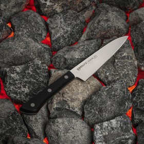 Нож кухонный универсальный Samura Harakiri, лезвие 12 см, чёрная рукоять, сталь AUS-8