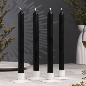 Набор классических свечей в коробке, 2,3х 24,5 см, 7 ч, 67 г, 4 штуки, чёрный