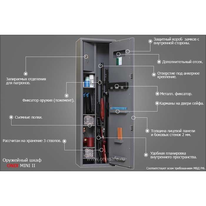 Оружейный шкаф onix mini 2mes