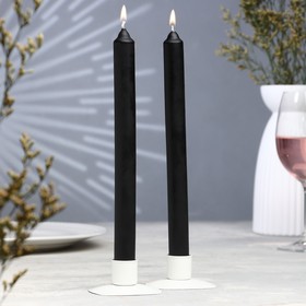 Набор свечей классических, 2,3х 24,5 см, 2 штуки, чёрный