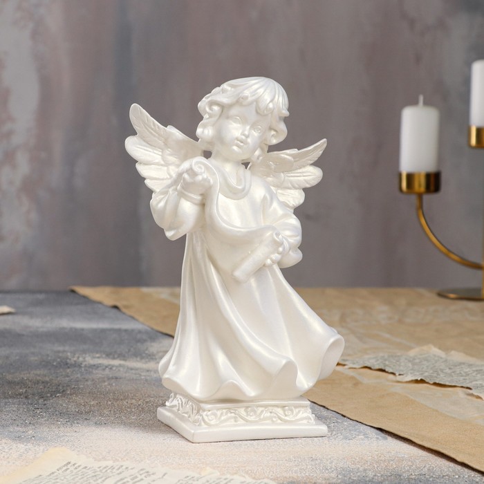 Статуэтка "Ангел с пергаментом", бежевый цвет, 23 см