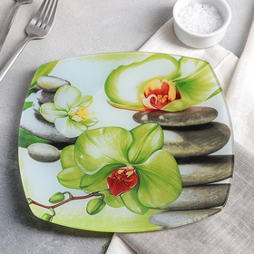 Dining plate 23 cm "Green Orchid"