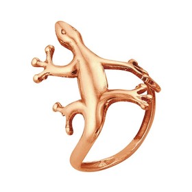 Кольцо "Ящерица", розовое золочение, 16 размер