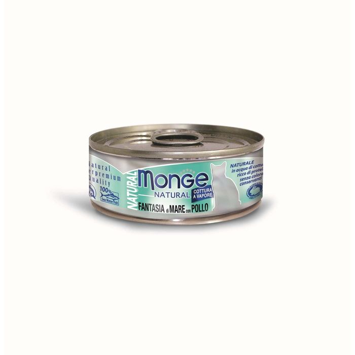 Влажный корм Monge Cat Natural для кошек, морепродукты с курицей, 80 г