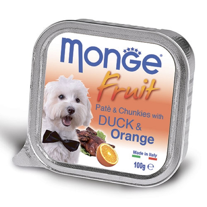 Влажный корм Monge Dog Fruit для собак, утка с апельсином, ламистер, 100 г