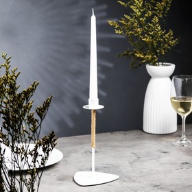 Подсвечник металл на 1 свечу "Родон", 21х12,2 см, белый