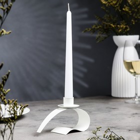 Подсвечник металл на 1 свечу "Лебедь", 8,5х14,5 см, белый