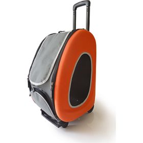 Сумка-тележка складная 3в1 Ibbiyaya для собак, до 8 кг (сумка, рюкзак, тележка), оранжевая