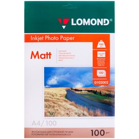 Фотобумага для струйной печати А4 LOMOND, 100 г/м², матовая двусторонняя, 100 листов (0102002)