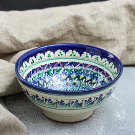 Коса малая Риштанская Керамика 0.5 л, 15см, сине-зеленая, без выбора росписи