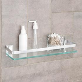 Полка для ванной комнаты, 40×12×6 см, алюминий, стекло