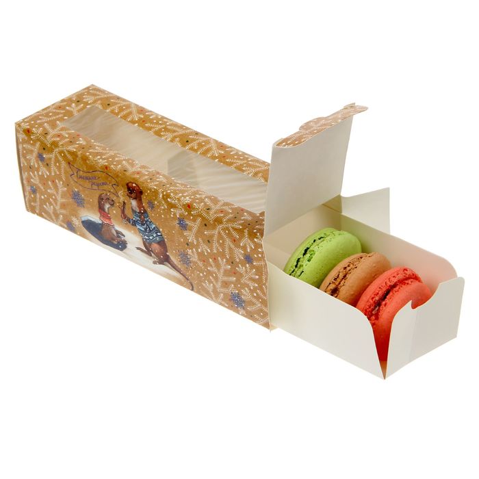 Коробочка для макарун "Снежные радости", 18 х 5,5 х 5,5 см