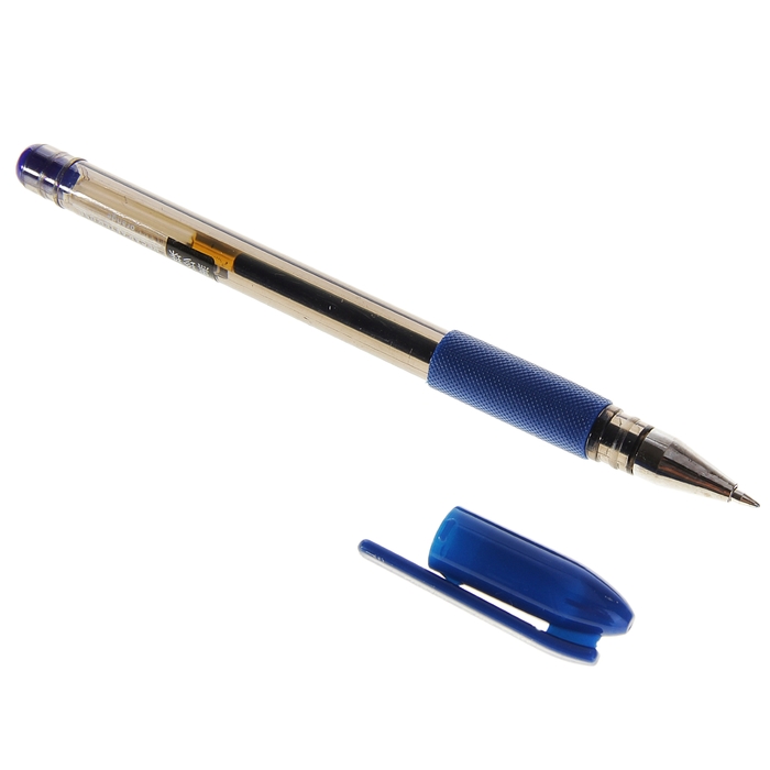 Ручка гелевая 0,5 мм, тонированный корпус с резиновым держателем, стержень синий