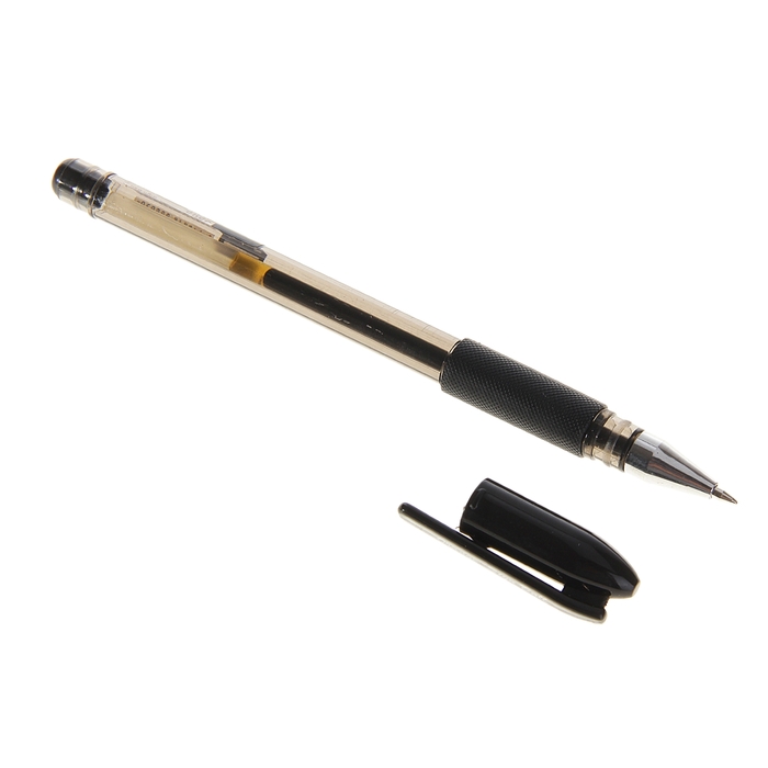 Ручка гелевая 0,7 мм тонированный корпус с резиновым держателем, стержень черный