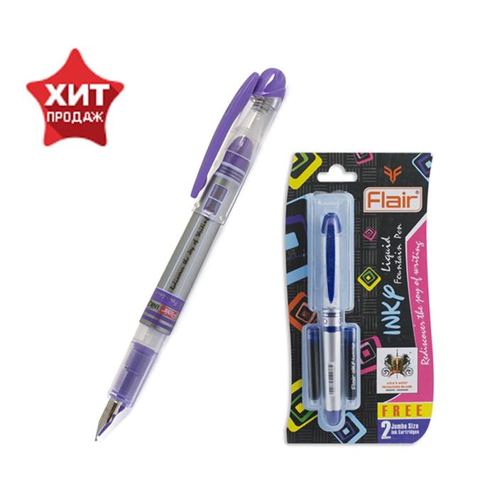 Ручка перьевая Flair Inky +2 штуки запасных картриджей, микс, блистер 45425