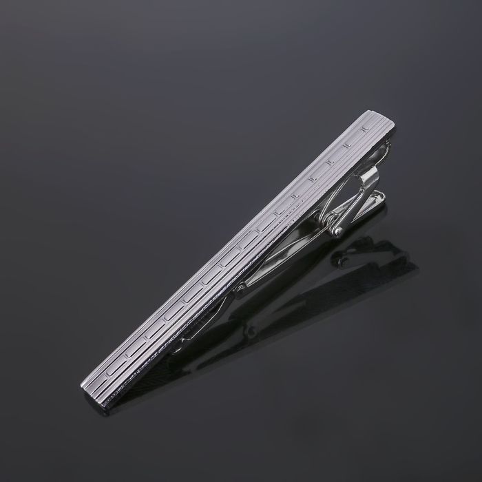 Зажим для галстука стальной "Классический" пунктир, цвет серебро - фото 797732605