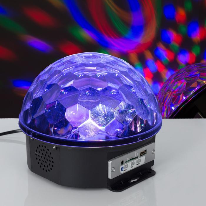 Световой прибор «Хрустальный шар» 17.5 см, динамик, свечение мульти, 220 В - фото 8295234
