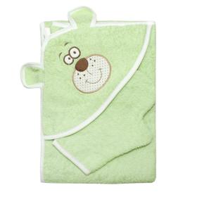 Набор для купания (полотенце-уголок, рукавица) с вышивкой «Мишка», размер 100х110 см, цвет зелёный