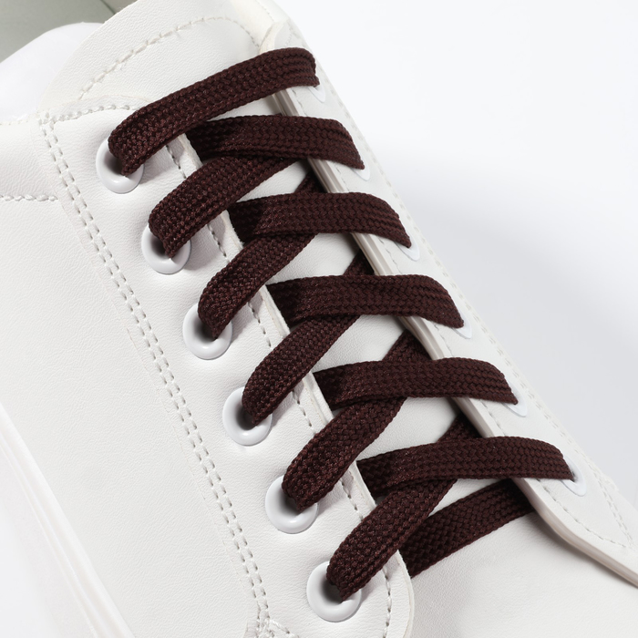 Шнурки для обуви, пара, плоские, 7 мм, 120 см, цвет коричневый - фото 800299733