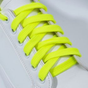 Шнурки для обуви, пара, плоские, 9 мм, 120 см, цвет жёлтый неоновый